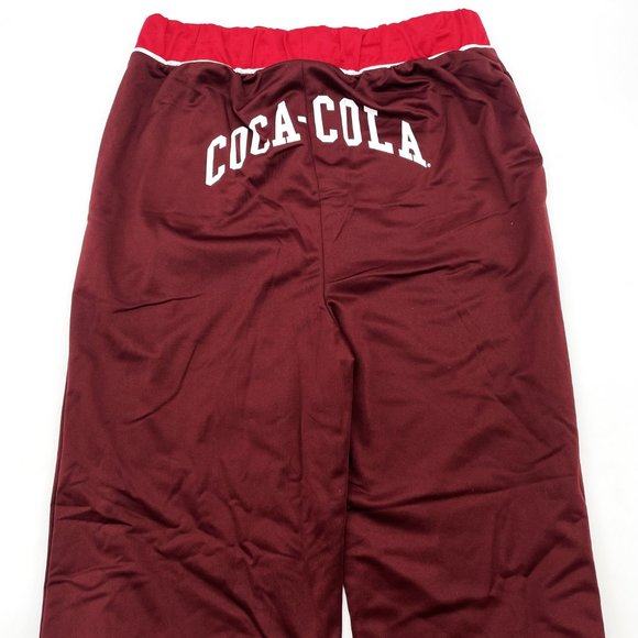 Coca-Cola Youth Polyester Burgundy Stripes Text Bottom Athletic Jogging Pants - Picture 3 of 6